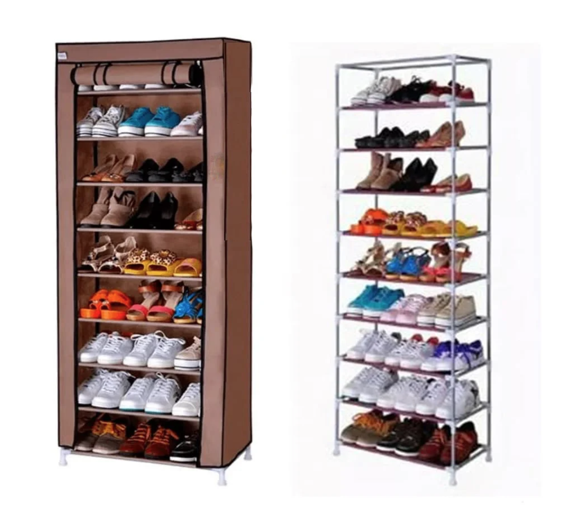 

Тканевой шкаф-органайзер для обуви Compages Shoes Shelf T-1099 Полка-стеллаж для хранения обуви Коричневый