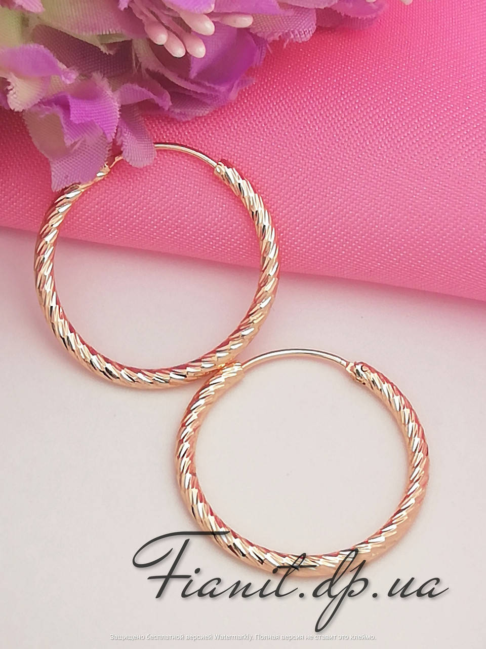 

Серьги кольца 2,5 см Xuping медицинское золото, позолота 18к