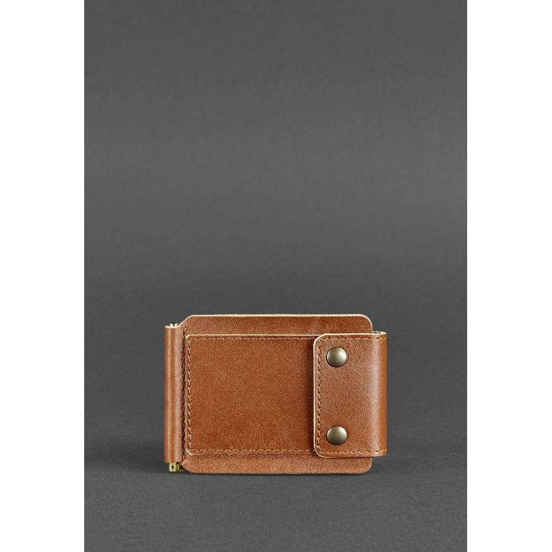 

Мужское кожаное портмоне светло-коричневое 10.0 зажим для денег, Коричневый