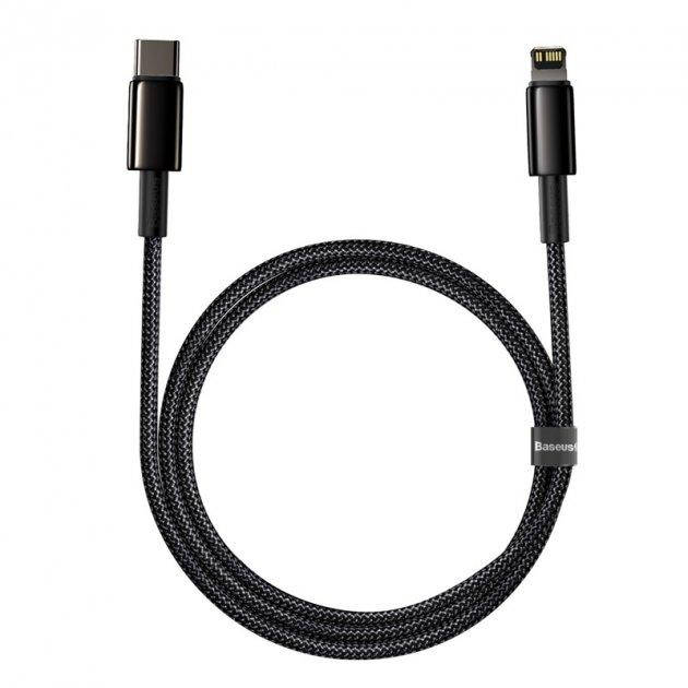 

Кабель Baseus Tungsten Gold Fast Charging Data Cable Type-C to iP PD 20W 1m Black (CATLWJ-01), Черный