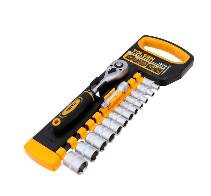 

Набор торцевых головок Профи, 1/4", 4.5 - 14 мм, с трещоточным ключом, Tolsen (15150)