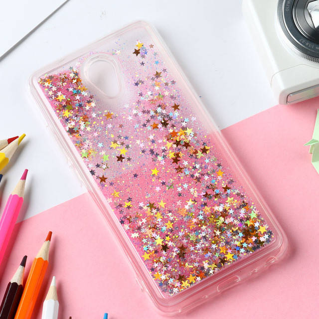 

Чехол Glitter для Meizu M3 Note Бампер Жидкий блеск звезды розовый