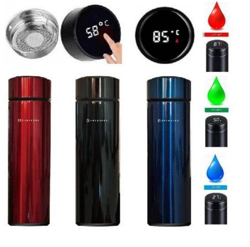 

Термос с индикатором температуры 500 ml черный 35 синий 5 красный 5 розовый 5! Salee