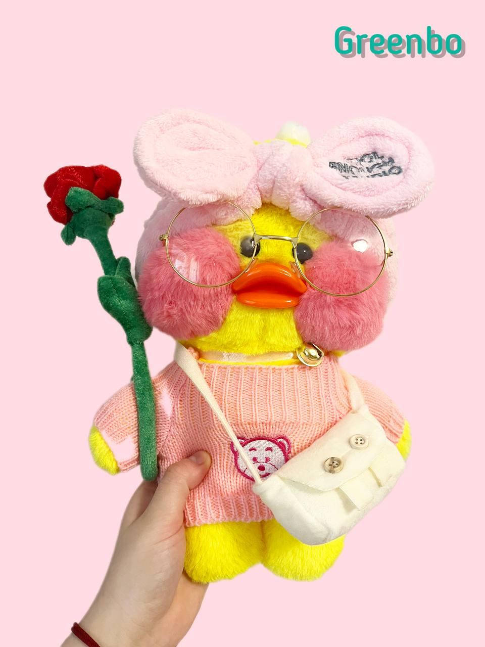 

Утка Lalafanfan duck мягкая игрушка с одеждой 30 см желтая, Желтый