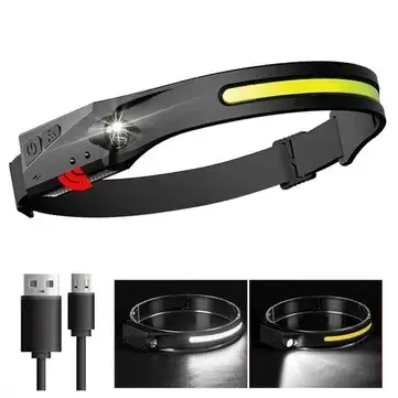 

Налобный фонарь с датчиком движения G30 XPE+COB, IPX4, 1200mAh, Черный