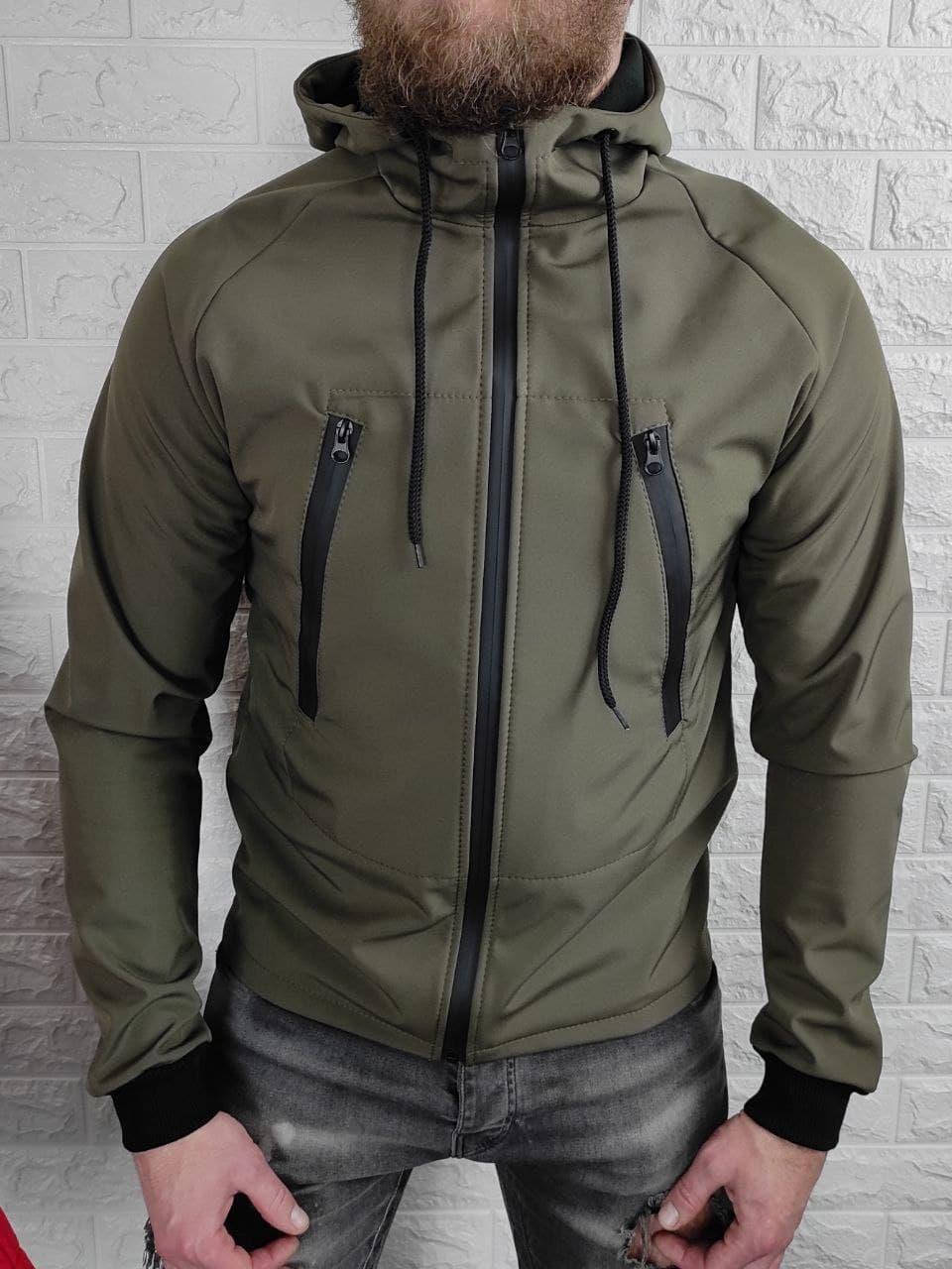 

Мужская стильная куртка Soft Shell на флисе (хаки) XL
