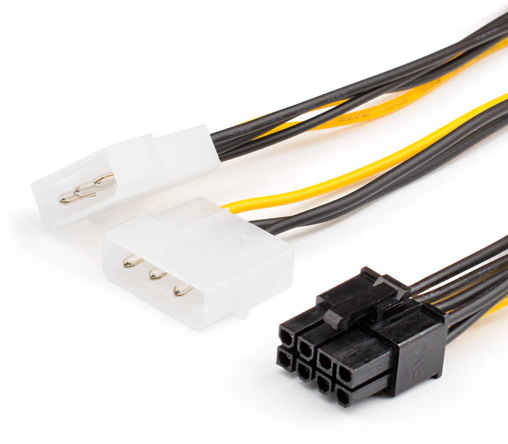 

Кабель питания для видеокарт, 2шт Molex - 8 pin, переходник 2 x 4pin to 8pin
