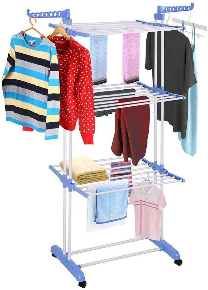 

Универсальна складная напольная сушилка для белья 3 Tiers Garment rack вертикальная Белая, Белый