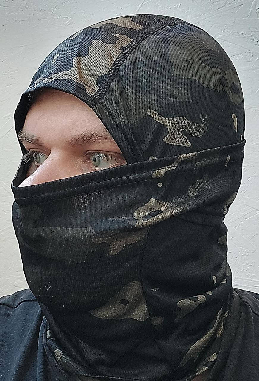 

Тактическая летняя камуфляжная балаклава маска подшлемник черная