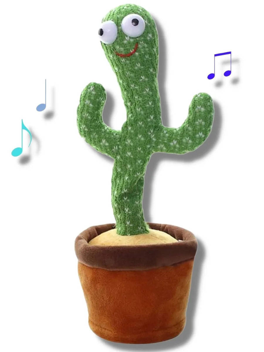 

Танцующий кактус 120 песен с подсветкой Dancing Cactus повторение голоса + упаковка, Зелёный