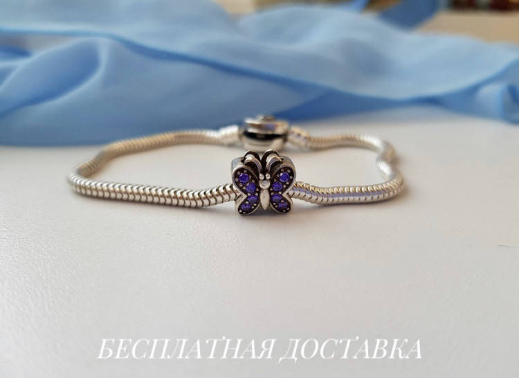 

Серебряный шарм СИЯЮЩАЯ БАБОЧКА