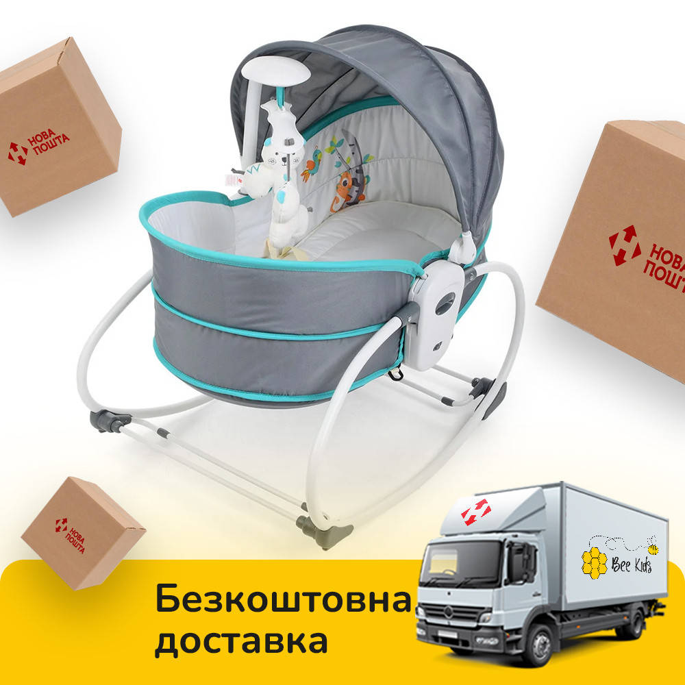 

Детский шезлонг люлька-качалка 5 в 1 Mastela Ар.6037 Серо-мятный