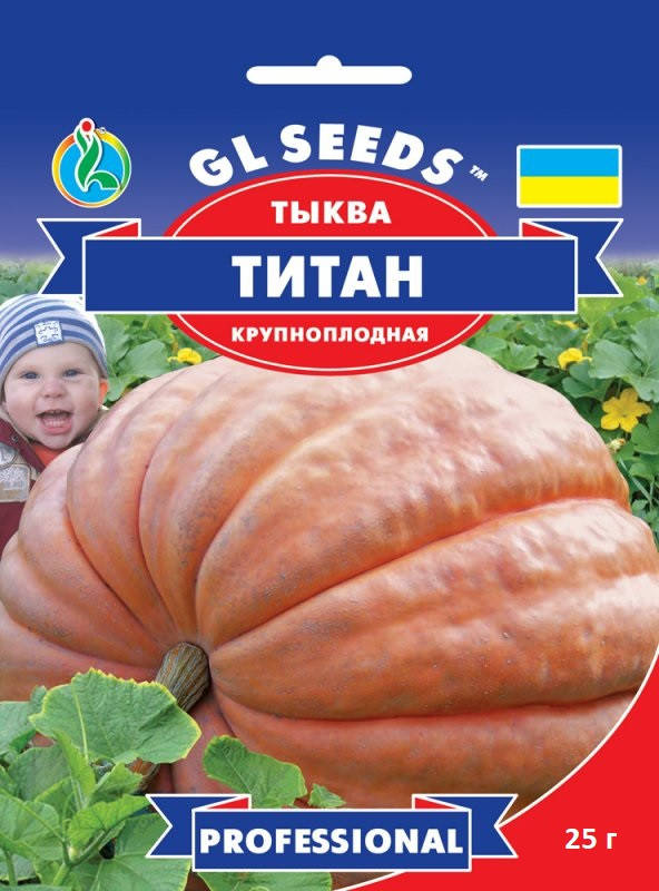 

Тыква Титан гигантский сорт среднепоздний мякоть сладкая для приготовления детского питания, упаковка 20 г