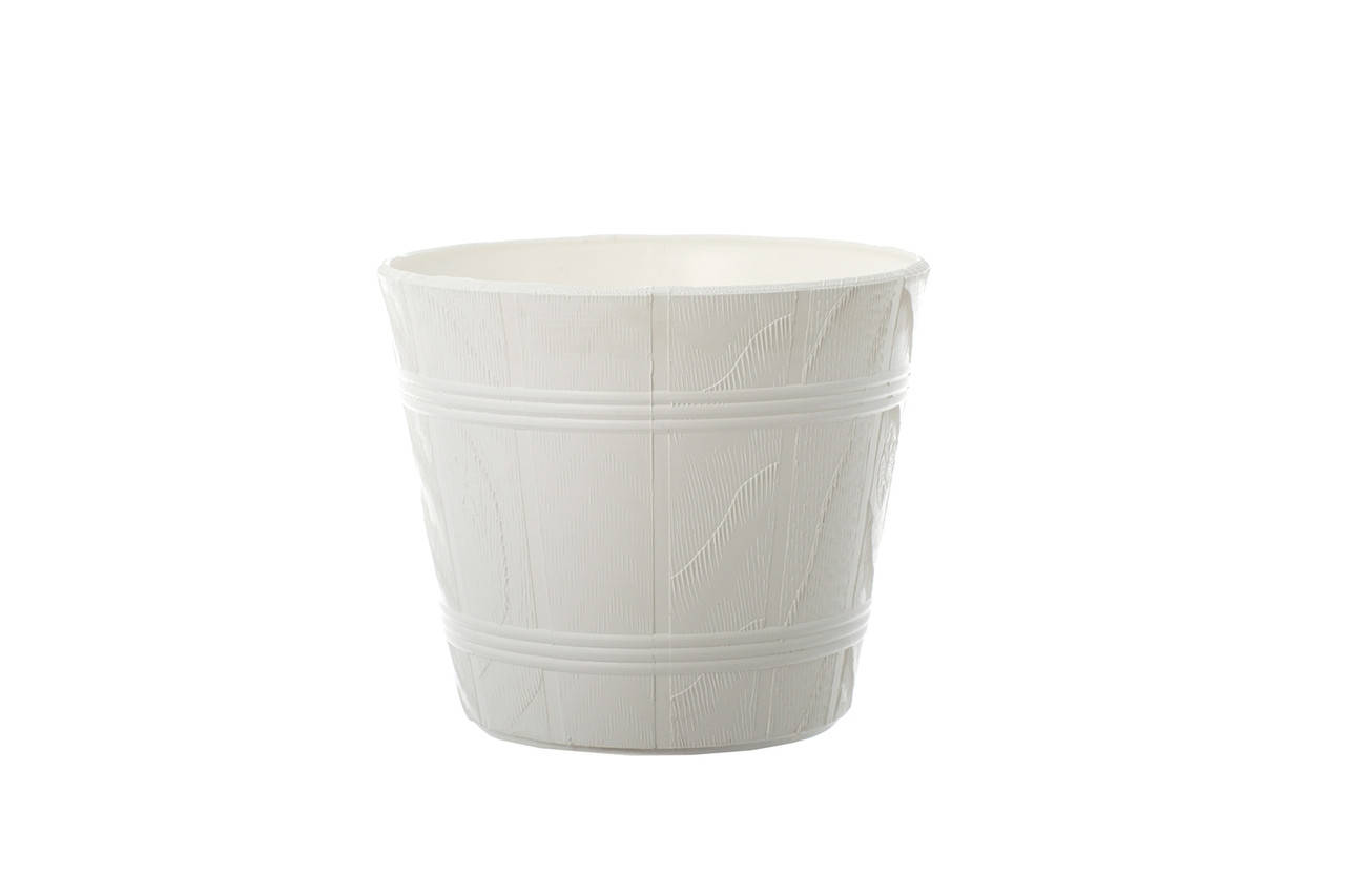 

Горшок для цветов Form-Plastic Wood круглый под дерево 1,3 л 15 х 13 см, Цвет Белый