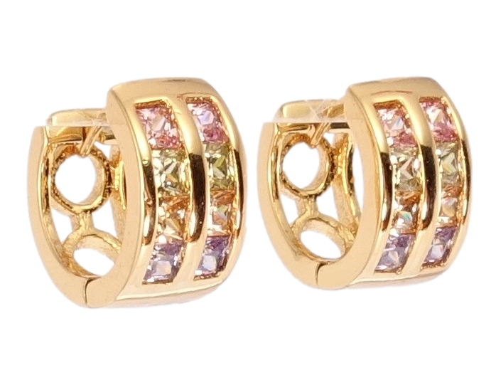 

Серьги Xuping Позолота 18K колечки "Две Дорожки Цветные Кристаллы"