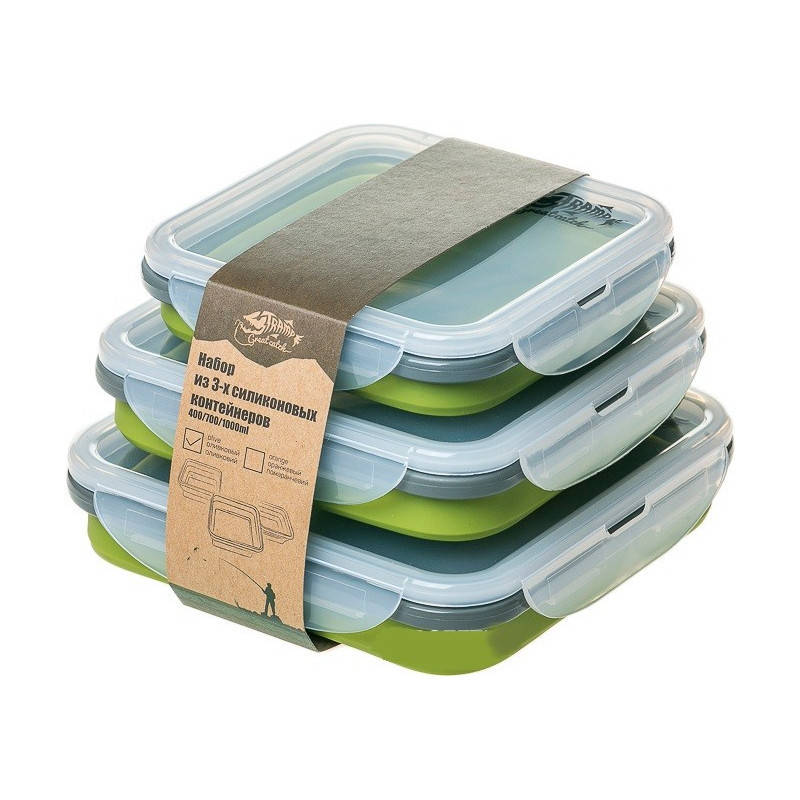 

Набор из 3х силиконовых контейнеров Tramp (400/700/1000ml) olive, Оливковый