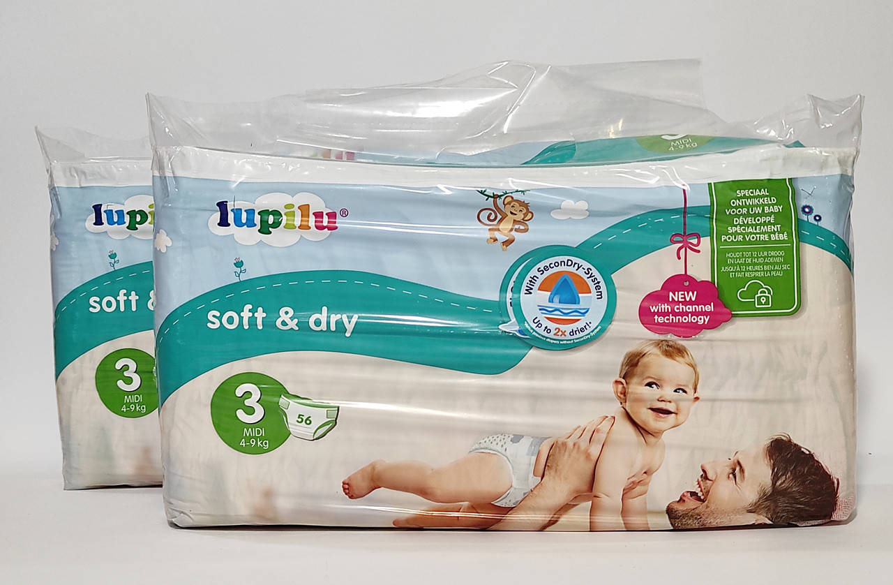 

Підгузники Lupilu Soft & Dry розмір 3 Вага 4-9 кг. 112 шт