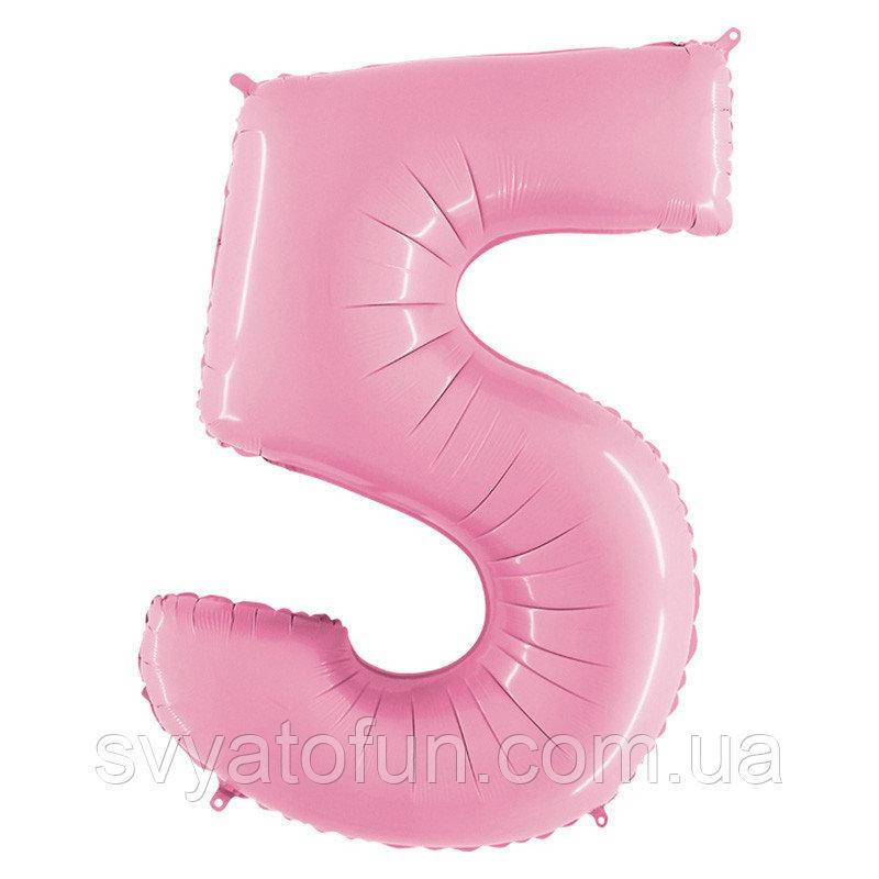 

Фольгированный шар-цифра 5 пастель розовый 40" Grabo