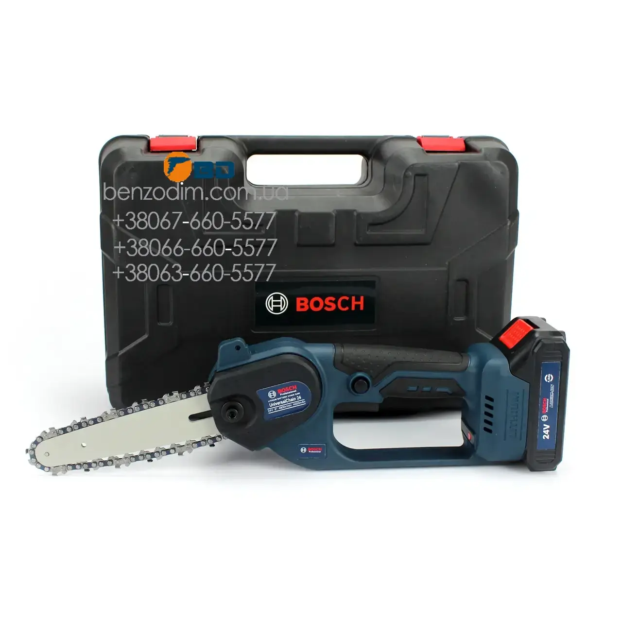

Аккумуляторная мини-пила Bosch UniversalChain 24 (24V, 4Аh) АКБ веткорез Бош