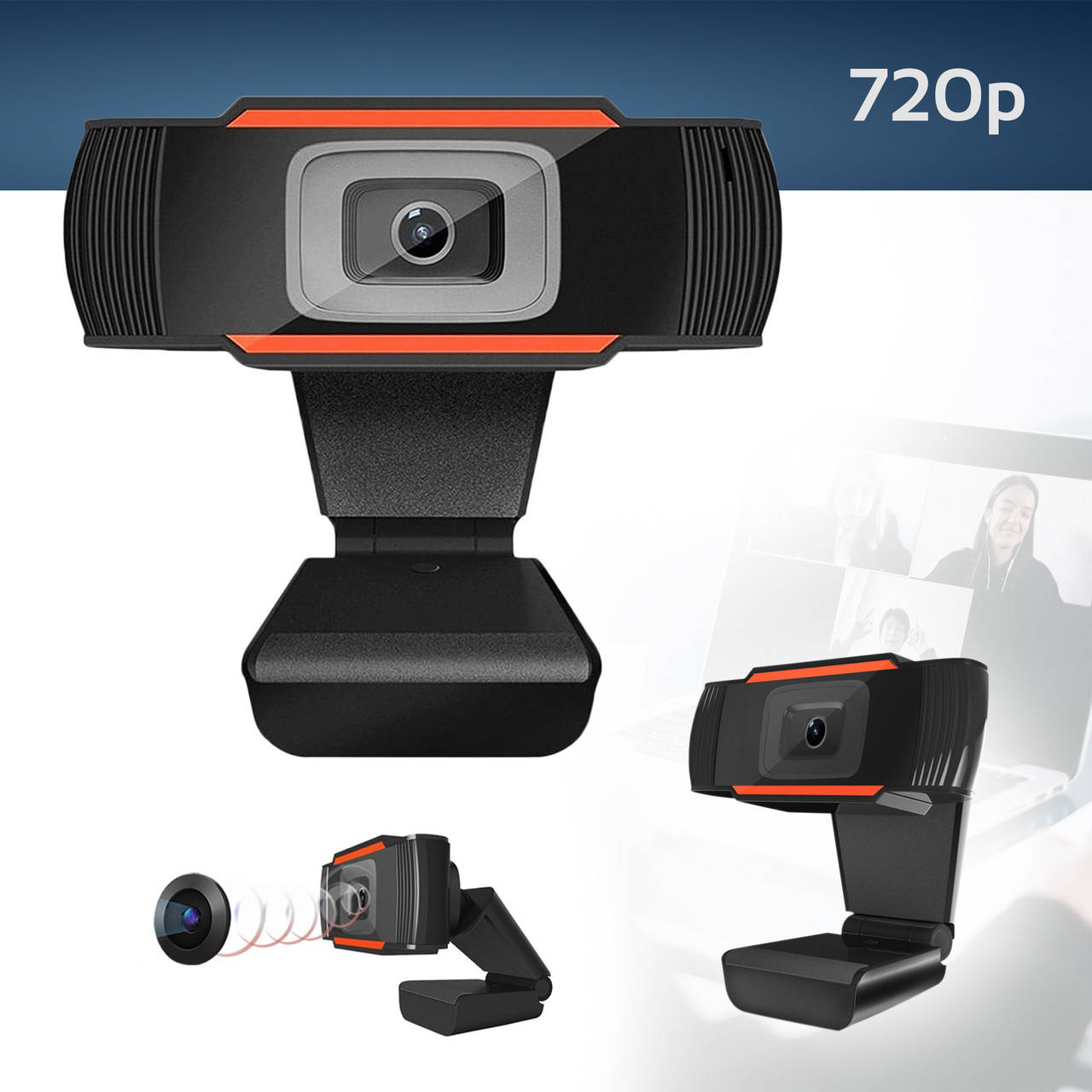 

Веб камера C12 с микрофоном для компьютера ПК ноутбука вебка usb web camera hd вебкамера, Черный