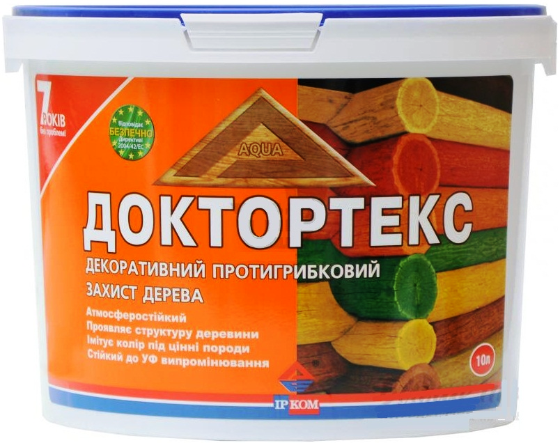 

Лазурь-лак для древесины ИРКОМ ДОКТОРТЕКС ИР-013 антисептический бесцветный 10л
