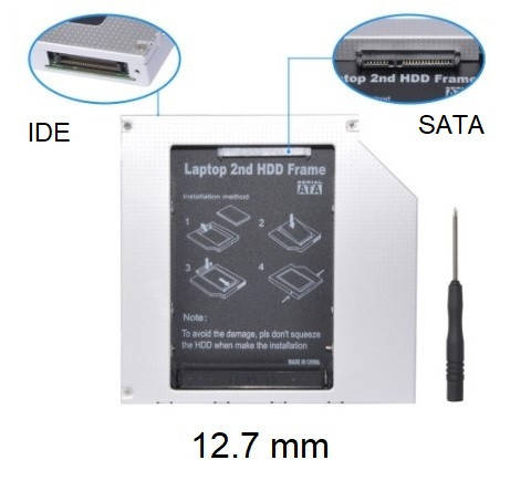 

DVD-карман для HDD 2.5 дюйма, IDE - SATA, 12,7 мм, TRY Caddy Optibay, алюминий новый