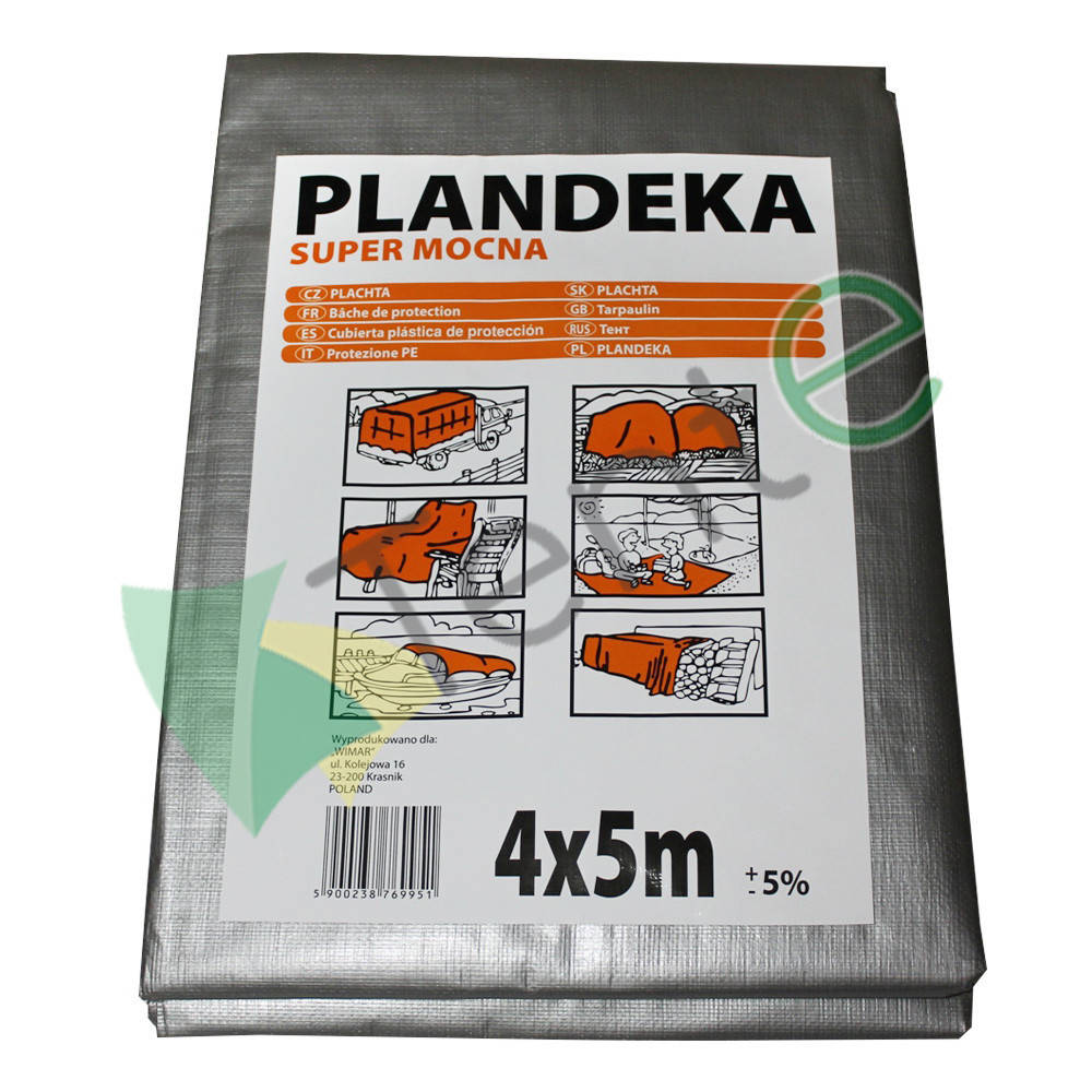 

Тент водостойкий Tarpaulin SUPER MOCNY 160 г/м2 4х5 м (+-5%), Серый