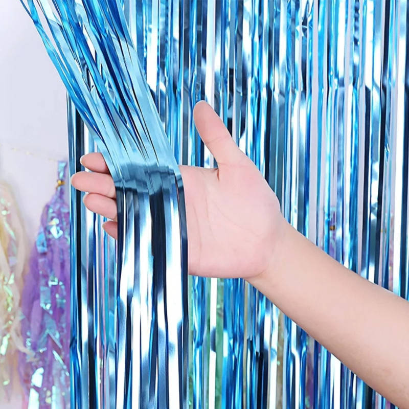 

Штора из фольги голубая, 1*2 м