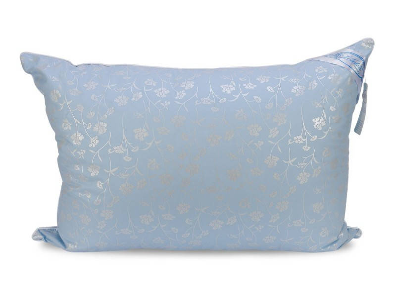 

Мягкая Подушка Лебяжий Пух Leleka-Textile 50x70 Чехол Тик Голубые Цветочки, Голубой