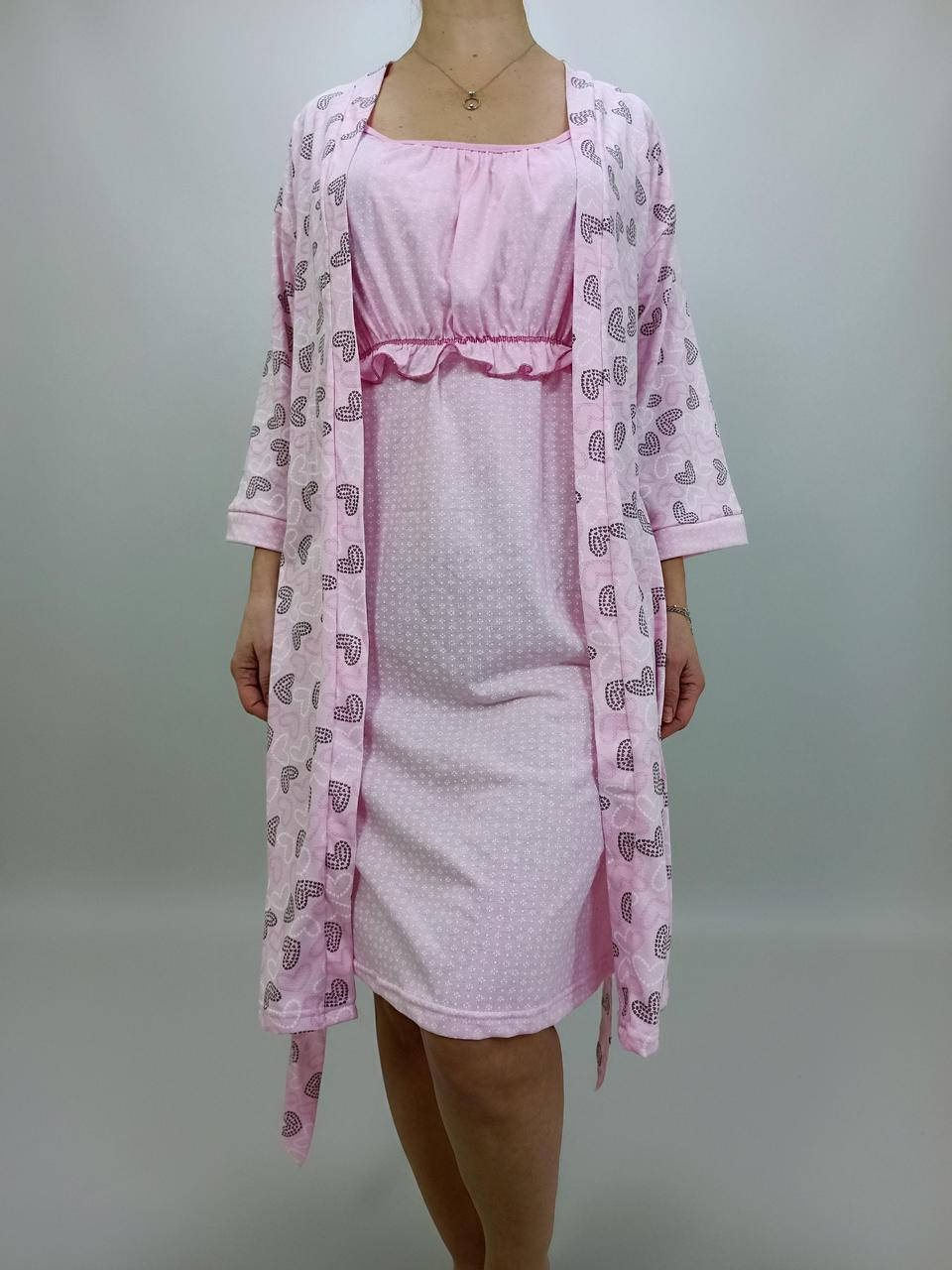 

Комплект для беременных и кормящих мам (халат + ночнушка) 52 Розовый