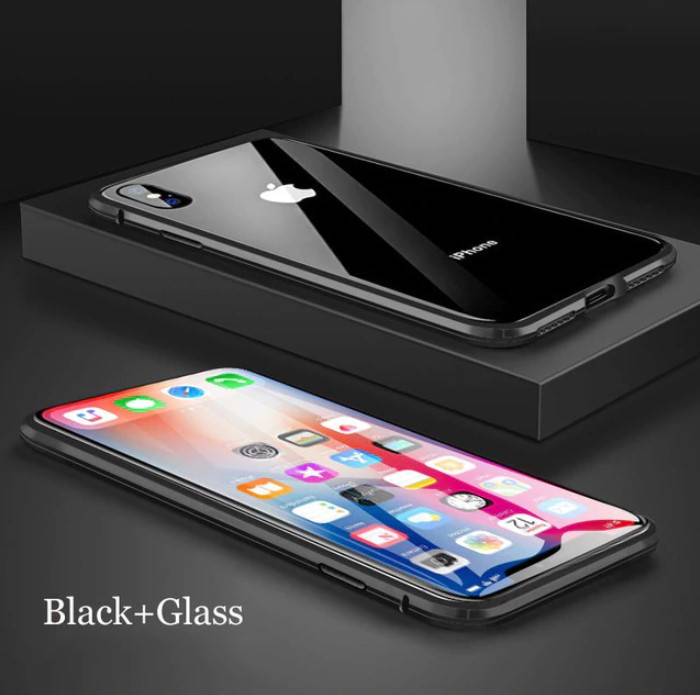 

Магнитный чехол Magnetic для Apple IPhone XR два стекла (Разные цвета) Черный