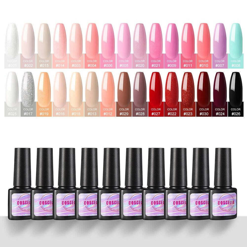 

Набор гель лаков для ногтей Комплект 30 шт гель лаков для маникюра базовых цветных разных 7 мл, Разные цвета