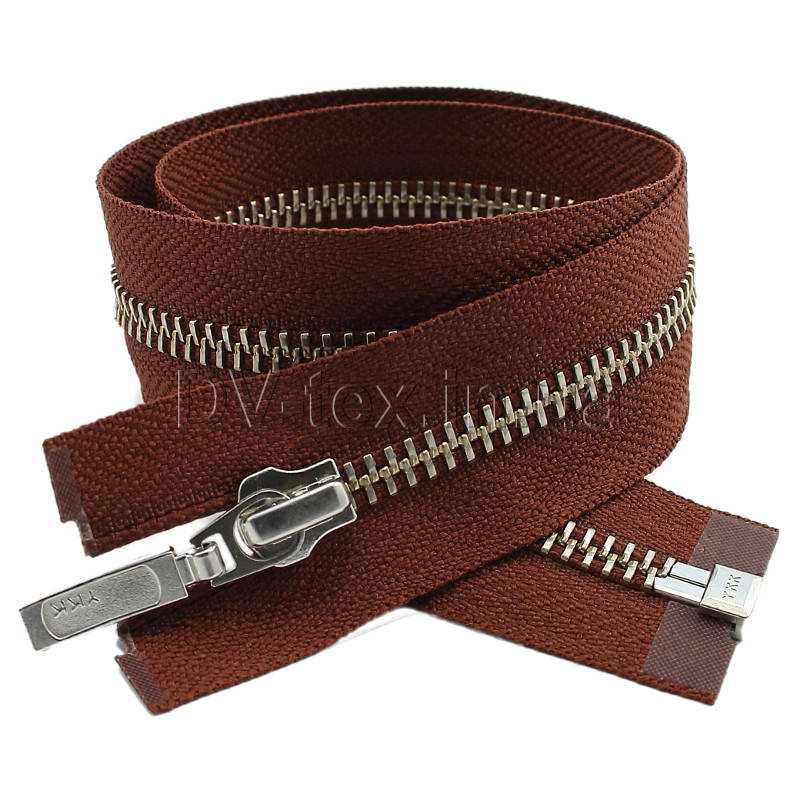 

YKK Молния металлическая DADR7 (Т-5) (никель), (50см), один бегунок, разъемная, коричневый (331)