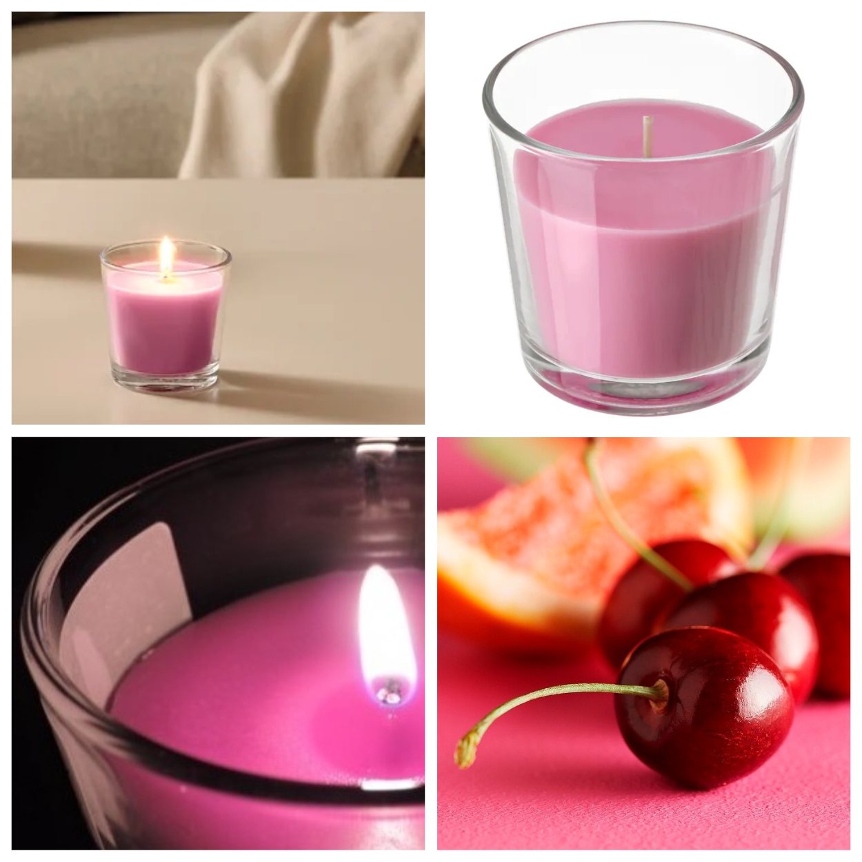 

Ароматическая свеча в стакане IKEA SINNLIG 7,5 см х 25 часов горения декоративная вишнёвая ИКЕА СІНЛІГ, Розовый