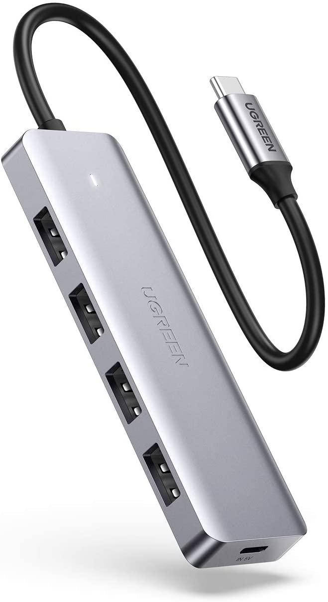 

USB-хаб Ugreen USB Type-C to USB 3.0 hub портативный тонкий 4-портовый концентратор 15СМ Black (CM219)
