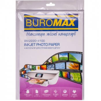

Фотобумага глянцевая А4 180г 100 листов Buromax ВМ.2220-4100