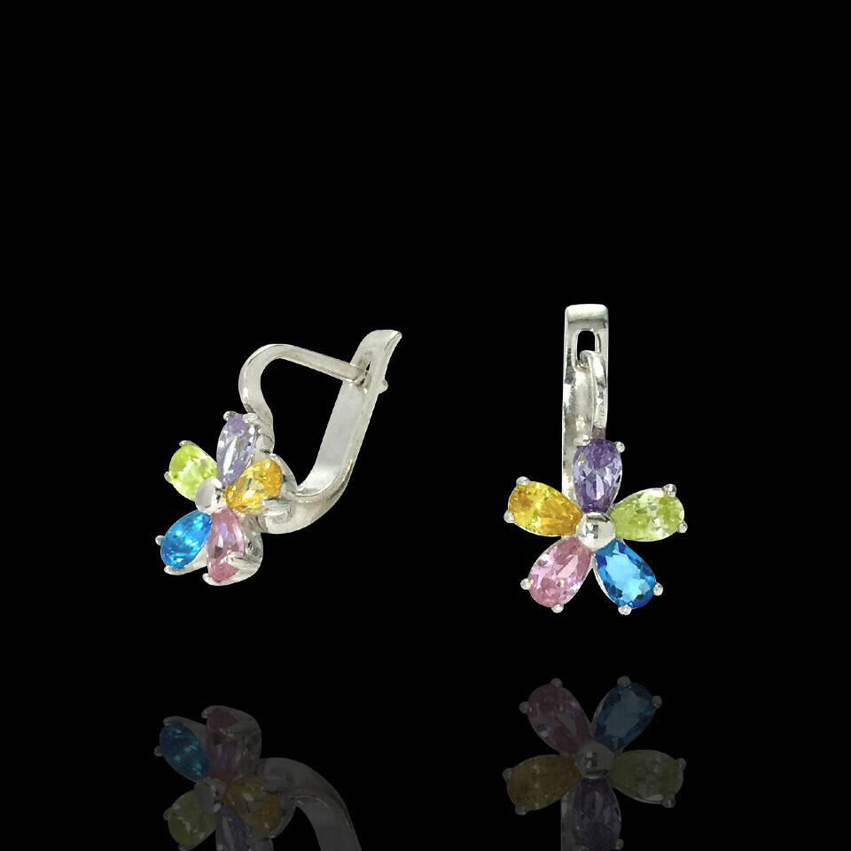 

Серебряные серьги Пять цветов с фианитами 82075 Selenit