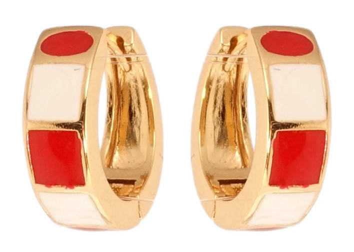 

Серьги Xuping Позолота 18K колечки "Прокраска красной и белой эмалью"