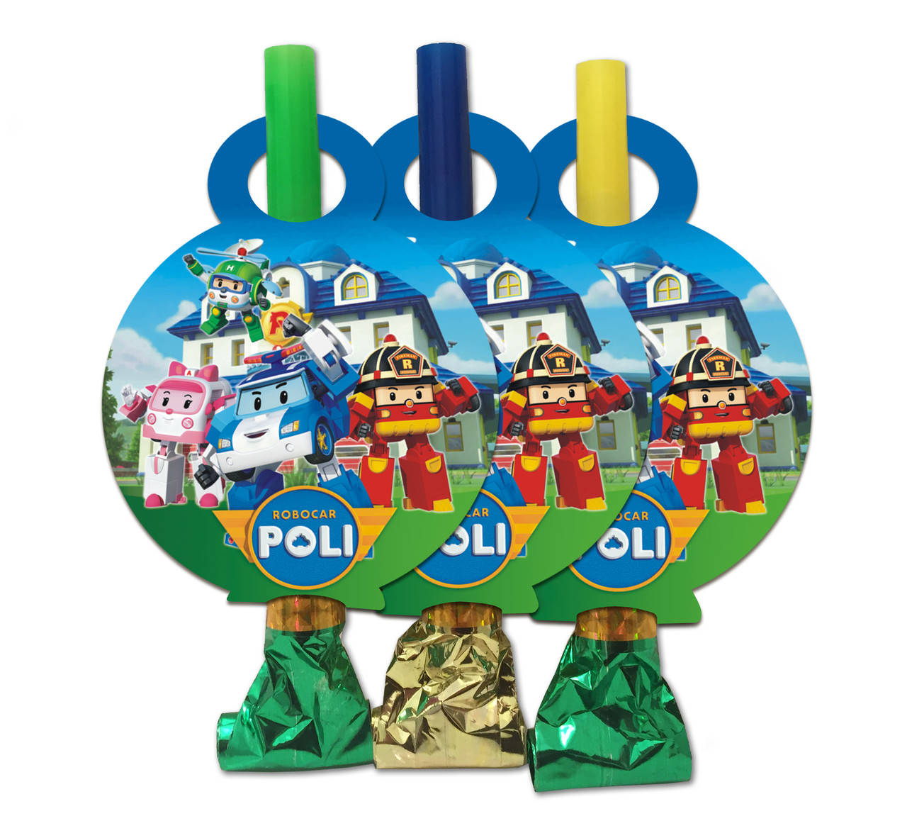 

Язычок гудок карнавальный " Робокар Поли " , 6 шт. в уп.