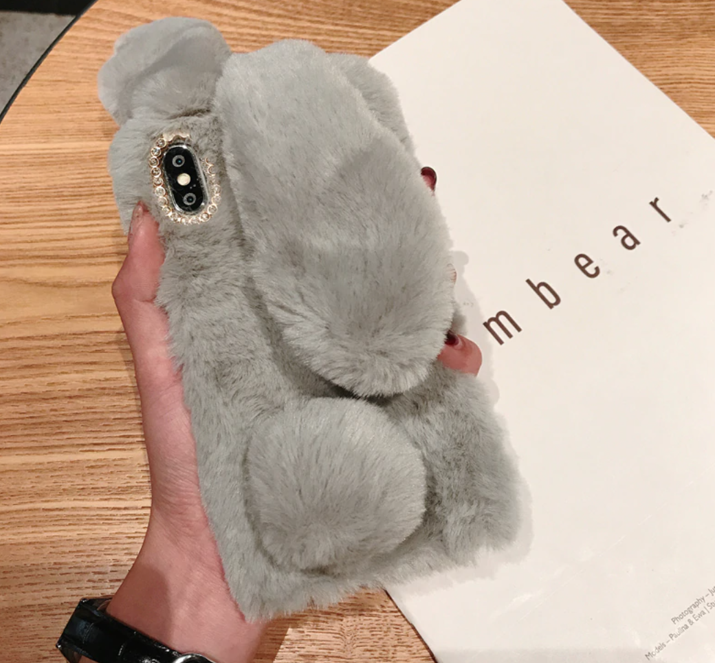 

Чехол кролик плюшевый с ушками для Huawei Honor 8X Серый