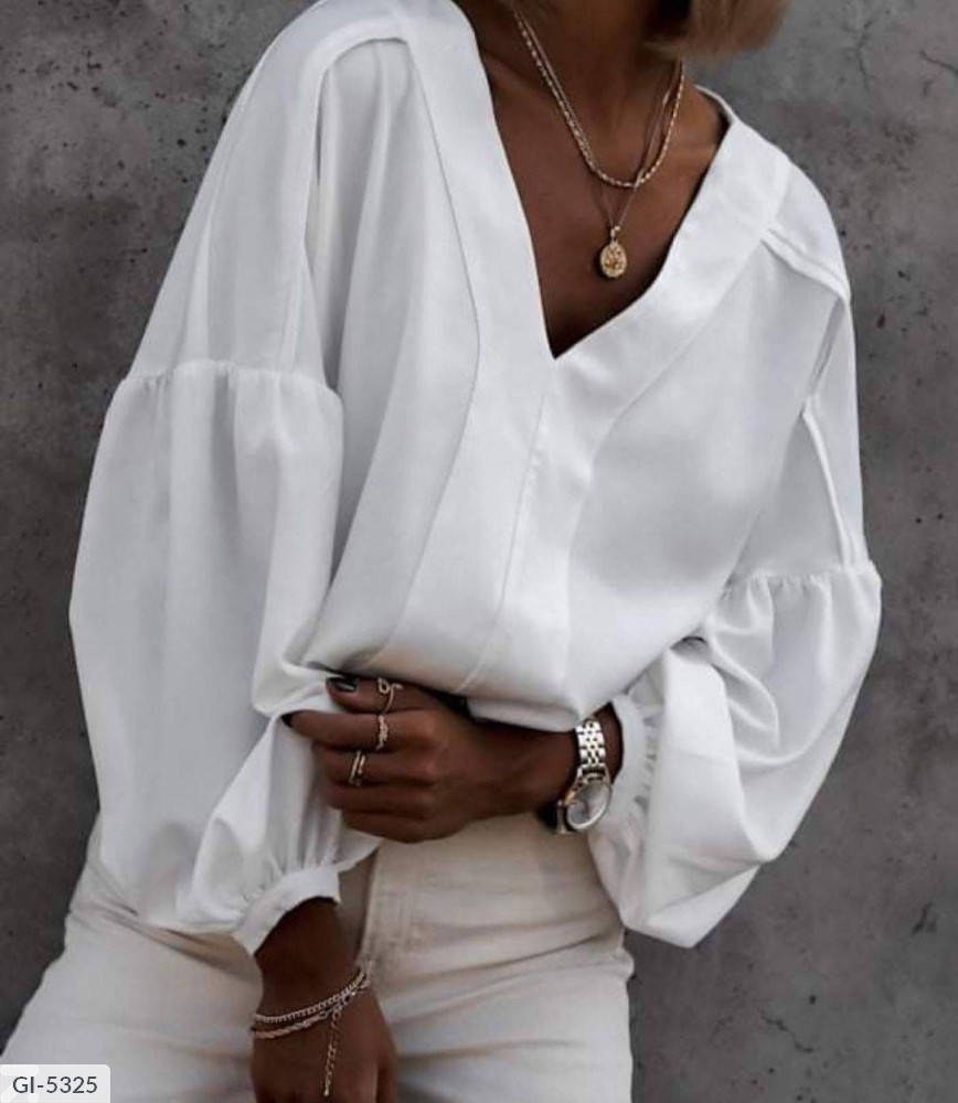 

Блуза женская стильная модная с объемными пышными рукавами большие размеры 50-56 арт 15419/1, Белый