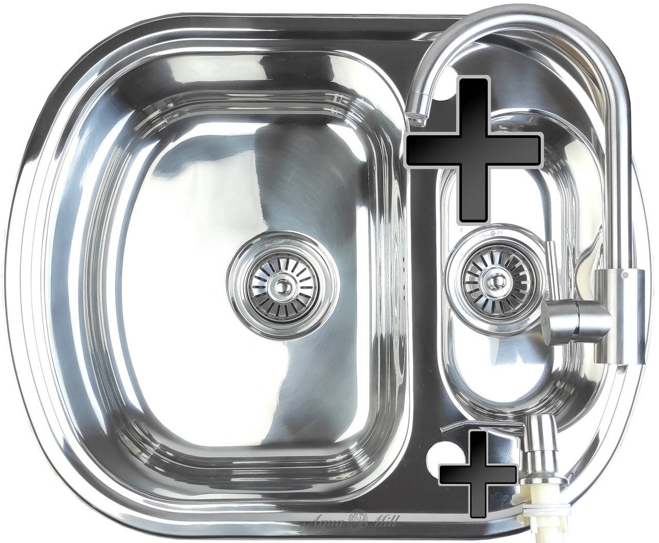 

Мойка из нержавейки AQUAMILL 6049U + Смеситель + Дозатор