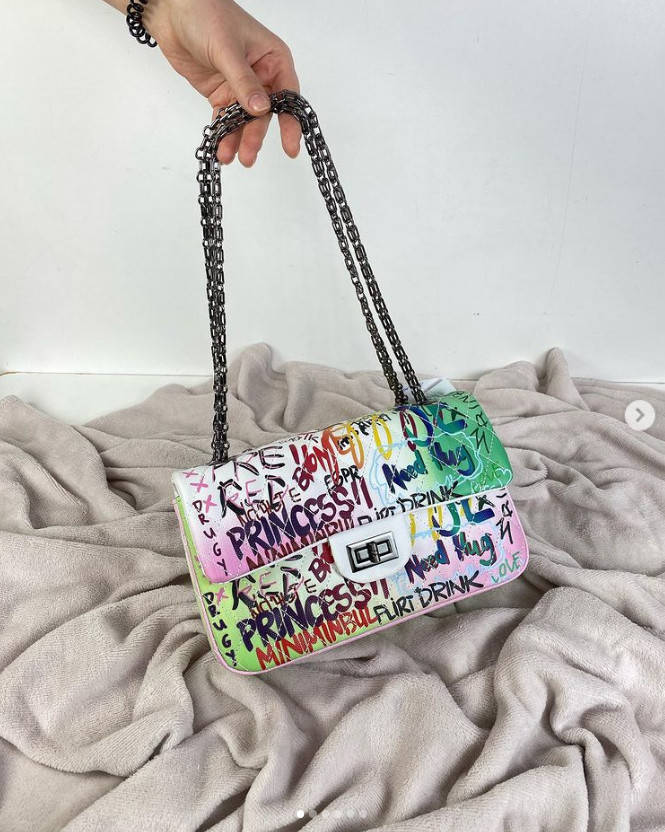 

Большая разноцветная сумка с надписями / эко-кожа (1772) Зеленый, Зелёный