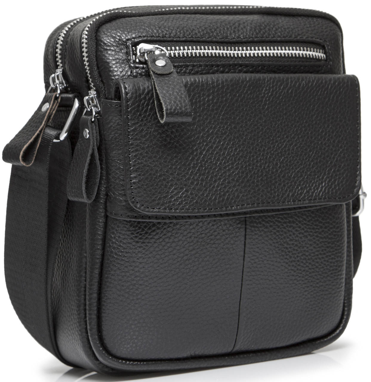 

Мужская кожаная сумка через плечо Tiding Bag A25F-4198A черная, Черный