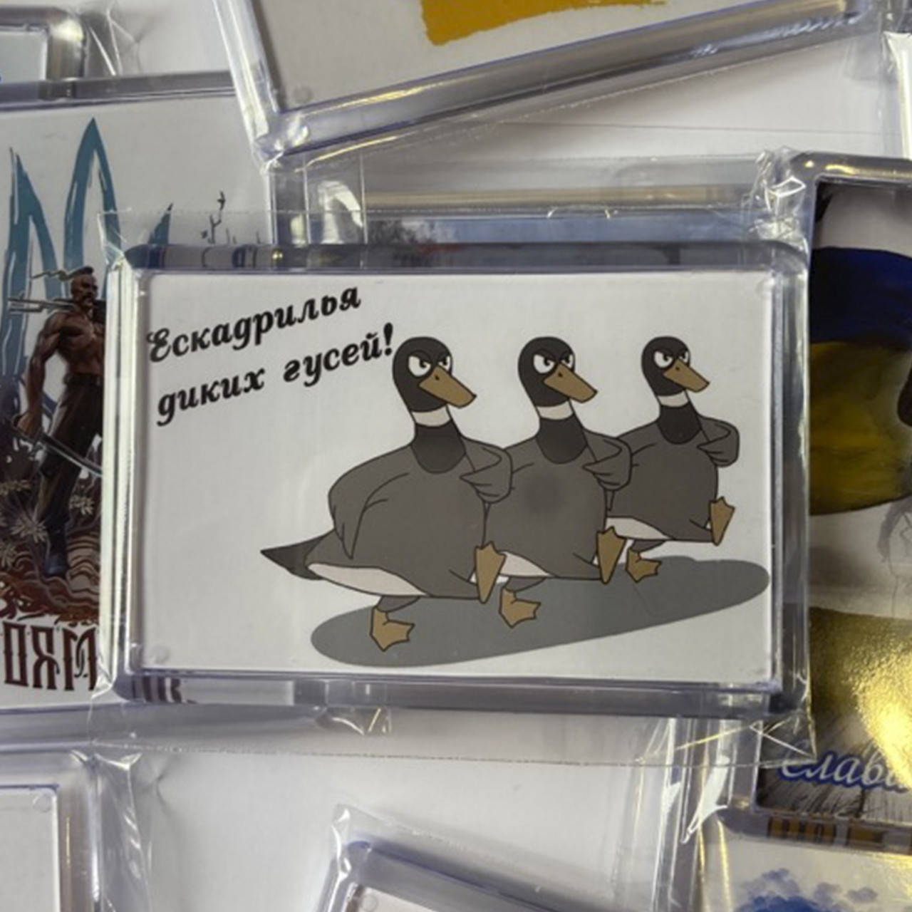 

Украинские сувенирные магниты с боевыми гусями - Ескадрилья диких гусей