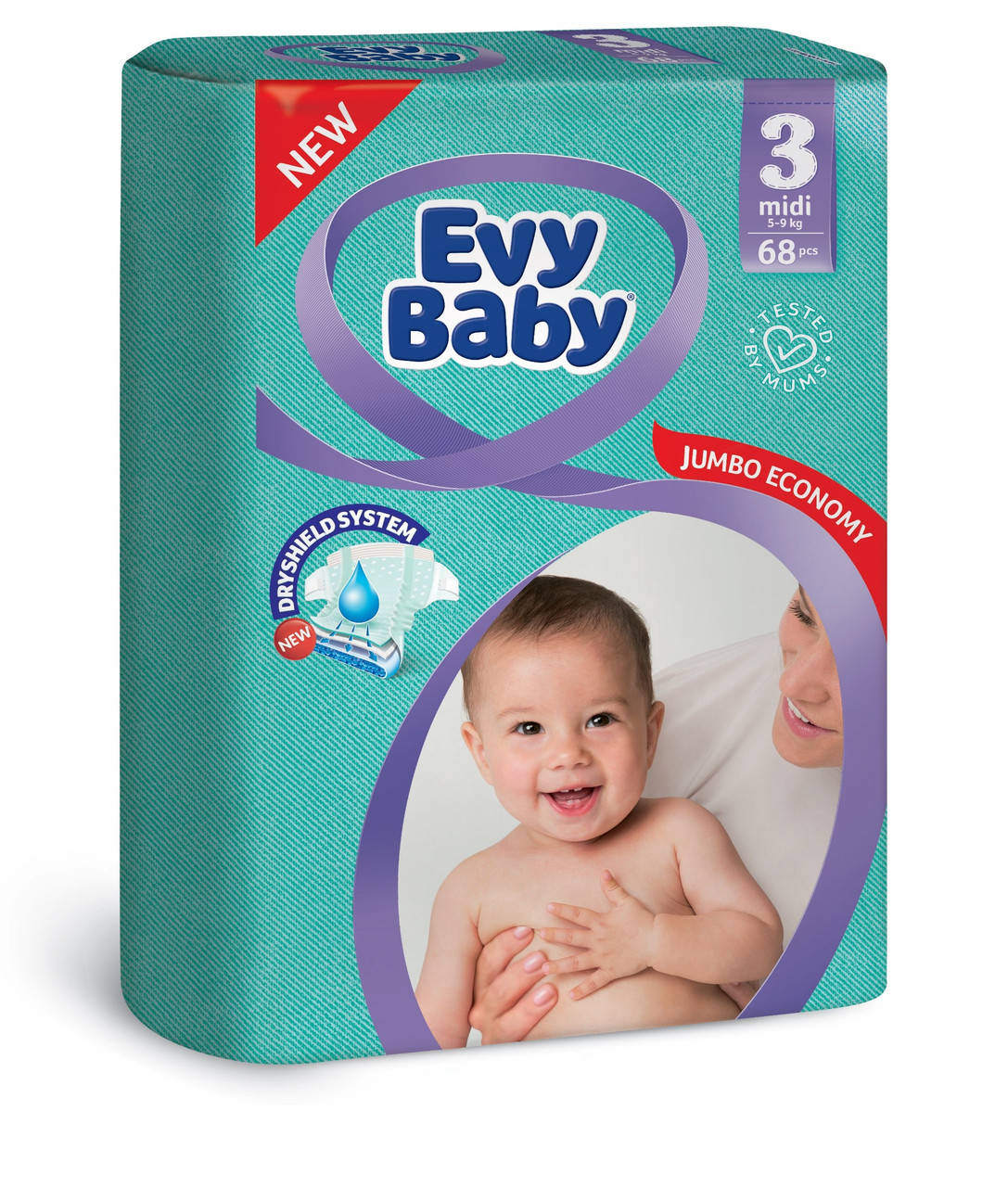 

Подгузники детские Evy baby midi elastic jumbo 3 (5-9 кг) 68 шт
