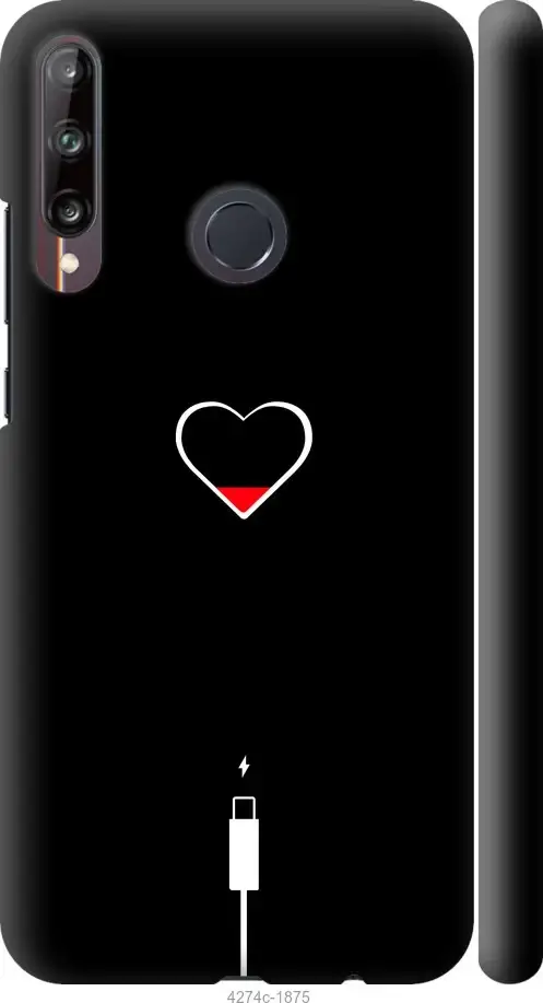 

Чехол на Huawei P40 Lite E Подзарядка сердца "4274c-1875-4074", Черный
