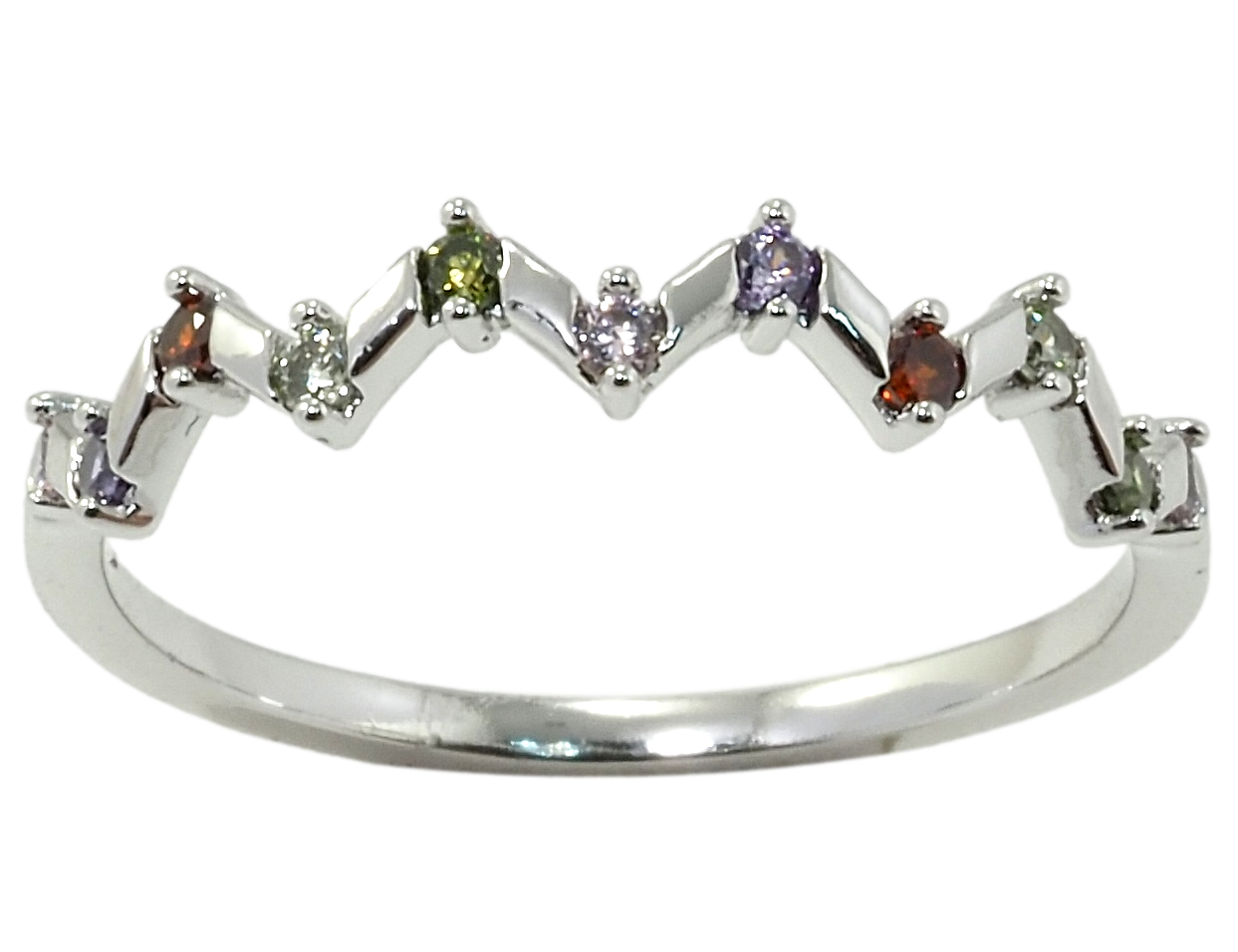 

Кольцо Xuping Родий "Зигзаг с цветным цирконием" р.16,17,18,18.5,19