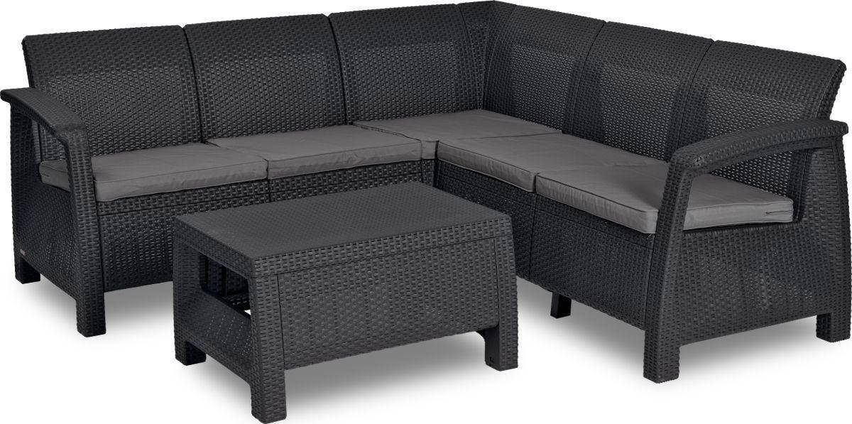 

Набор пластиковой садовой мебели (угловой диван+столик) Keter Corfu Relax Set 227816 графит