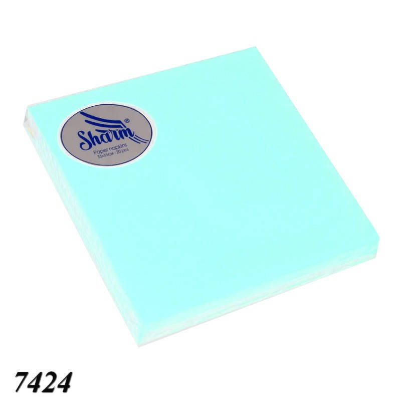 

Серветка 33*33^ 20 шт.(2ш) Sharm (1/30) світло блакитна арт. 7424
